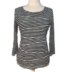 Alfani tiered sheer striped 3/4 sleeve blouse